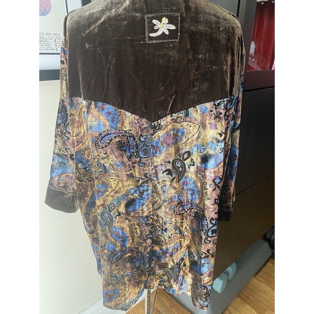 Velvet burnout Brown Kimono duster BoHo fairy embroidered beaded one size